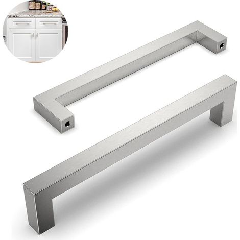 Ecleanfy - Lot de 10 poignées de meuble cuisine – Acier inoxydable – Entraxe 160mm – Longueur 172mm – Largeur 12mm – Projection 35mm (1/5)