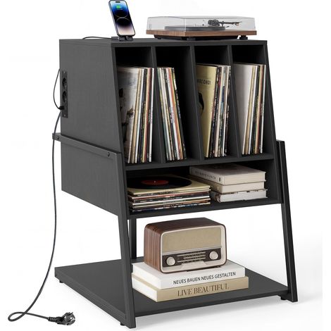 COSTWAY Mobile Porta Vinili Supporto Per Giradischi In Legno Scaffale Per Dischi Mobiletto Stereo Tavolino Laterale Contenitore Cd Espositore Lp Album Soggior (1/5)