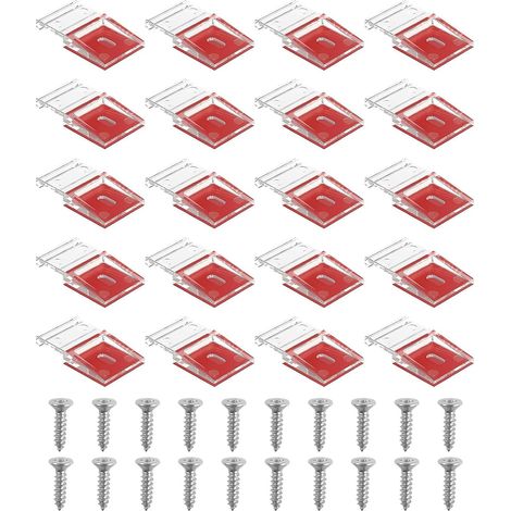 20 Clips de Fixation Lumineuse Transparents pour Bandes Lumineuses Auto-Adhésifs Avec Vis, Clips Raccord Support de Bande LED de 10MM de Large, IP30/65,Support de Montage pour Armoires Bureau Voiture (1/5)
