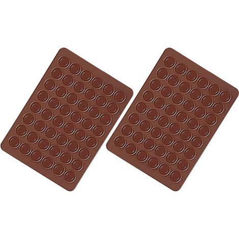 Lot de 2 Tapis de Cuisson Macarons en Silicone 48 Cavités Antiadhésives Tapis de Cuisson Macarons en Silicone 38 x 28 cm (1/5)