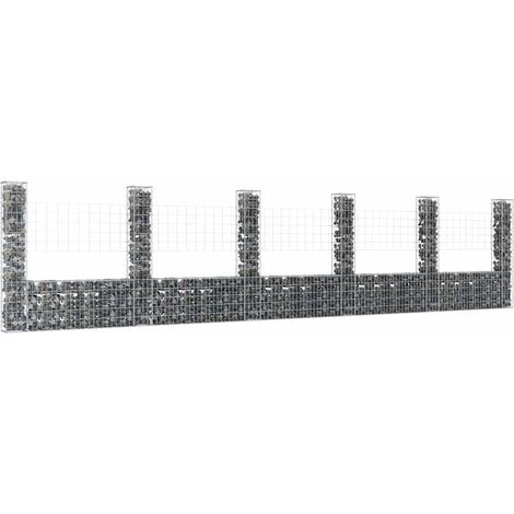 Panier de gabion en forme de U avec 6 poteaux Fer 620x20x150 cm (1/5)