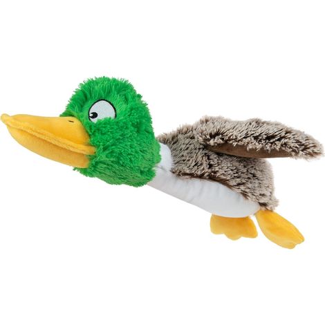 Jouet interactif pour Chien avec enrichissement froissé et couineur pour Chiots ou Chiens de Petite et Moyenne Race, Mignon et Pelucheux, Canard colvert (Gris), Taille (1/5)