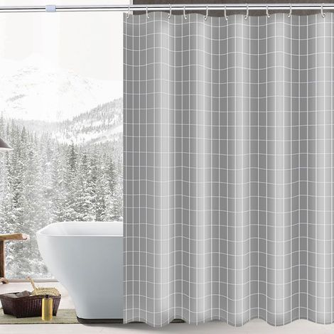 Gris Plaid Rideau de Douche Séchage Rapide, Rideau de Douche Ti (1/5)