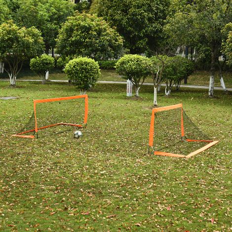 Fußballtor Set, leicht, einfache Montage, Tragetasche, Stahlrohre, 183x90x90 cm, Orange