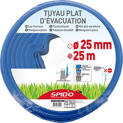 SPIDO - Tuyau plat d'évacuation 25M - Diamètre 25MM