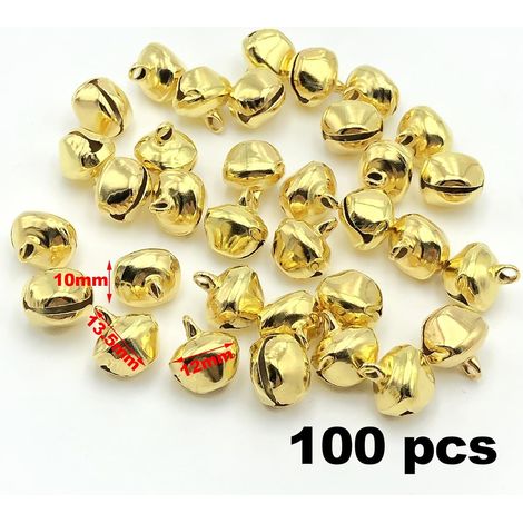 100 pezzi Jingle Bells, decorazioni per feste, campanelli per animali domestici, campanelli decorativi natalizi fai da te per decorazioni per festival di nozze, creazione di gioielli, 12 mm (dorato) (1/4)