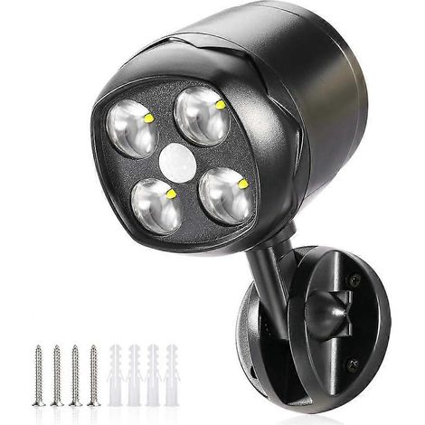 Éclairage extérieur avec détecteur de mouvement, étanche IP65, projecteur LED, alimenté par batterie, 600 lumens, détecteur de mouvement avec batterie flexible. (1/5)