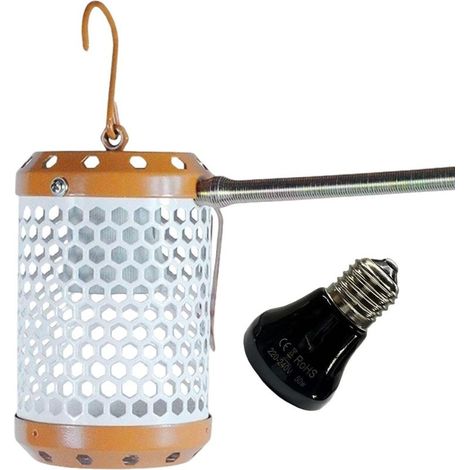 Lampe chauffante en céramique pour cage à oiseaux. Chauffage doux et fiable, réduit les risques de brûlures. Convient aux perruches et aux poules. Variateur inclus. (1/5)