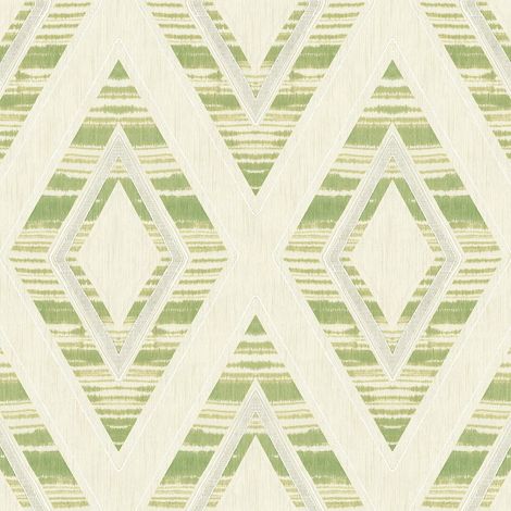 Wallquest Tribal Stripes Green Wallpaper Metallic Effect Stylish Feature Wall (1/4)