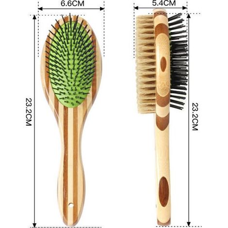 Brosse double face pour chiens et chats, peigne de toilettage, utilisable pour le massage et l'épilation. Poils doux adaptés aux poils courts, mi-longs et longs. Dimensions : 23 x 26 x 65 x 4 cm (1/4)