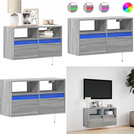 vidaXL TV-Wandschrank mit LED-Beleuchtung Grau Sonoma 80x31x45 cm (1/5)