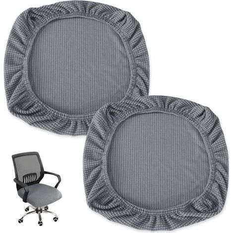 2 Pièces Housse Tabouret Rond, Extensible pour Chaise de Salle à Manger, Pivotant de Bar, Protege Siege Bureau, Lavable,Gris (1/5)
