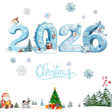 Décorations De Noël Pour Fenêtre Autocollants Statiques Fenêtre Stickers Bonhomme De Neige Flocon Neige Noël Décorations Des Fêtes Pour Hiver, Maison, Intérieur, Fête, Cla (1/5)