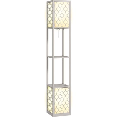 Lampadaire étagère 2 lampes 2 étagères 4 niveaux MDF gris motif nid d'abeille 26 x 26 x 156 cm gris - Ce luminaire de haute qualité allie design élégant et fonctionnalité optimale, parfait pour emb... (1/5)