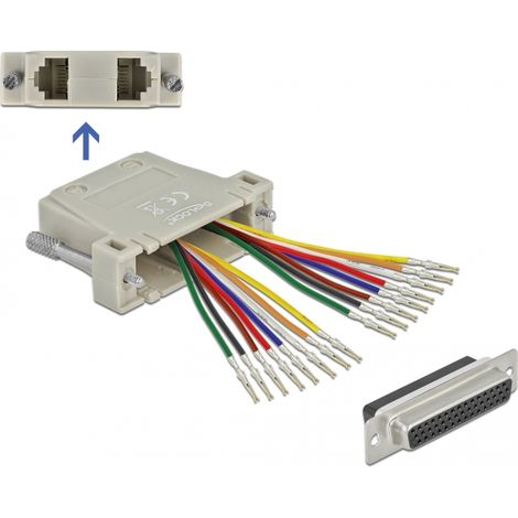 Delock D-Sub HD de 44 pines hembra engarzado 2 x RJ45 hembra con kit de montaje beige