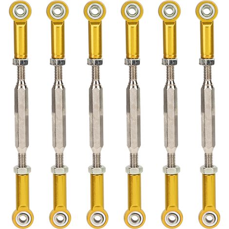 6Pièces 88mm Tiges de Réglage en Alliage d'Aluminium, Biellettes de Renvoi Réglables pour Voitures RC, Or (1/5)