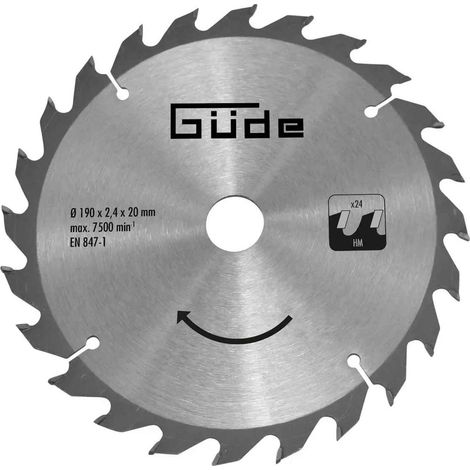 Güde HM-Sägeblatt HM 190x20x24Z für Handkreissäge