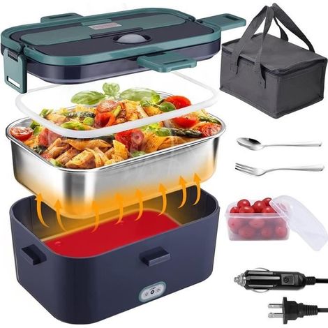 Boîte à Lunch chauffante 1,6L - Électrique 12V/24V/220V - Acier Inoxydable - Sac Isotherme (1/4)