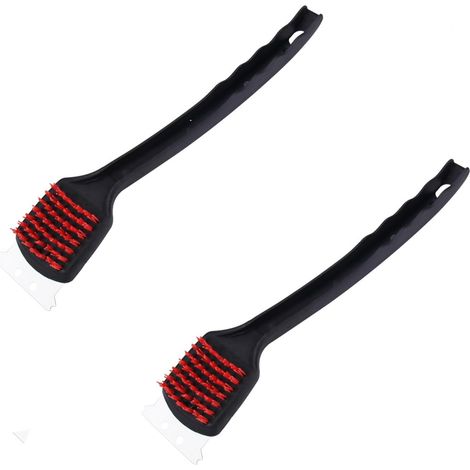 Confezione da 2 spazzole per la pulizia della griglia, spazzola con setole in nylon con raschietto in acciaio inossidabile, spazzola per la pulizia della griglia (1/3)