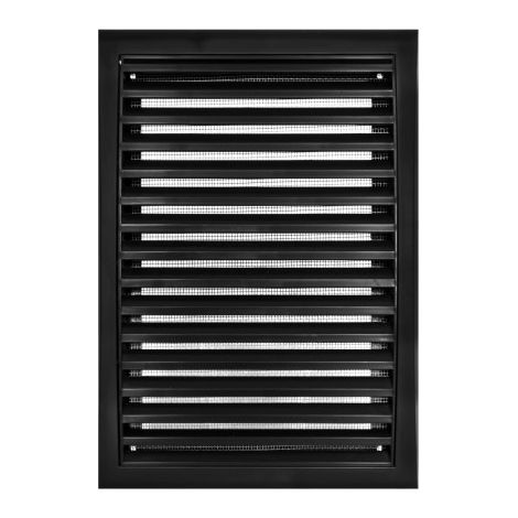 Lüftungsgitter 172 x 247 mm mit Maschengewebe, schwarz (1/2)