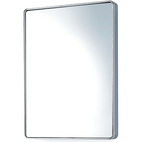 Moderner Wandspiegel für das Badezimmer aus verchromtem Stahl 48x36 Jess