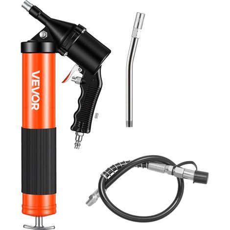 Pistolet à Graisse Pneumatique 413 bar Pistolet Graisseur à Une Main Capacité 0,4 L pour Machines Automobiles Agricoles Industrielles, Tuyau Flexible 45,7 cm Tube Extension Rigide 2 Buses Plates (1/5)