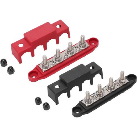 [NEVER USED] Distribution Terminal Blocks, Pair of Red-Black Power Distribution Block Busbar M8 Terminal Studs for Cars, RVs, Boats, Yachts