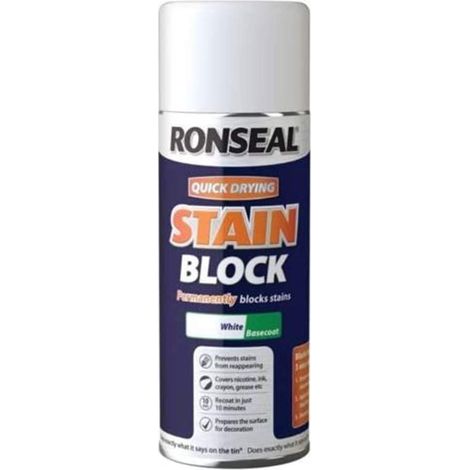 Ronseal Quick Drying White Stain Block Aerosol Spray - 400ml