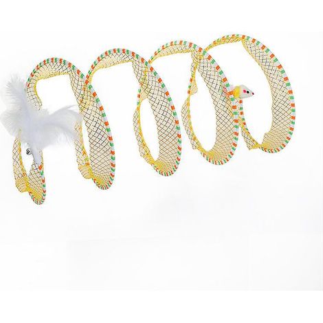 jouets Pour Chats(jaune),tunnel Pliable Pour Chat,jouets En Plumes Avec Cloche Pour Chats,jeu De Tube De Chat Jouet Pour Animaux Pour Chatons Pour (1/5)