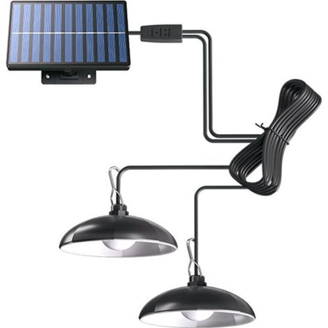 Solarbetriebener Kronleuchter mit Fernbedienung, wasserdicht, 2-flammig, 3 m Kabel – Warmes Licht (1/5)