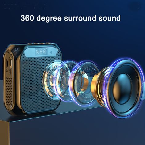 Amplificatore vocale wireless Bluetooth, portatile, adatto per lezioni didattiche, supporta la visualizzazione digitale su scheda TF, audio chiaro e affidabile. (1/2)