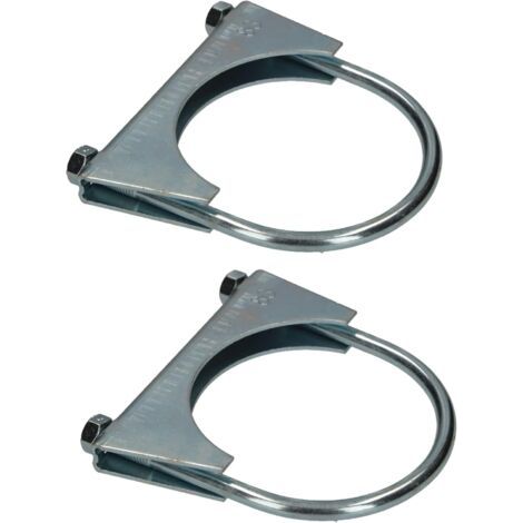 - Lot de 2 colliers de serrage pour tuyau d'échappement - 83 mm - Pour montage d'antennes, de tuyaux, de mâts - Collier de serrage universel pour raccords de tuyaux-NANOTEH (1/5)