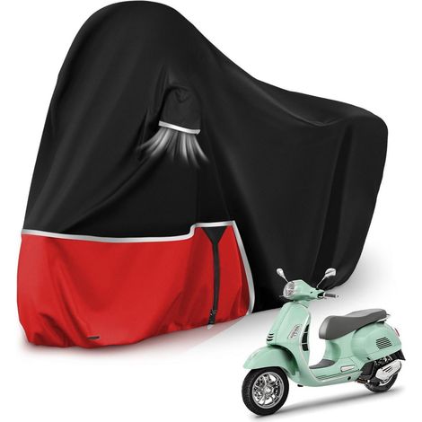 Motorradabdeckung für Piaggio Vespa GTV GTS GT60, wasserdicht, 420D Oxford, Schwarz/Rot (1/5)