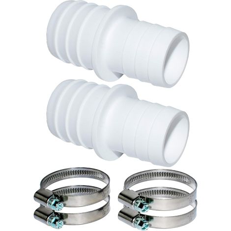 2er-Pack Kunststoff-Schlauchverbinder mit 32 mm bis 38 mm Durchmesser und Klemmen, Schwimmbad-Schlauchadapter, Doppelschlauchende (1/4)