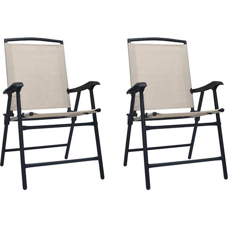 vidaXL Sedie da Giardino Pieghevoli 2 pz in Textilene Crema (1/5)