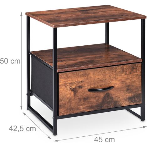 Set di 2 comodini dal design industriale con cassetto 60 x 40 x 45 cm in legno nero 130015933