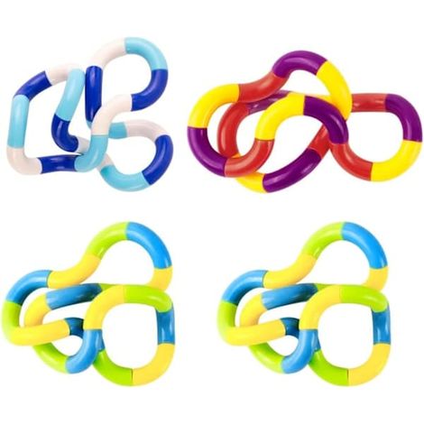 Lot de 4 jouets anti-stress à enchevêtrer, jouets anti-stress silencieux et créatifs pour soulager le stress, jouet à enchevêtrer pour les doigts et les mains, jouet sensoriel classique à tordre (1/5)