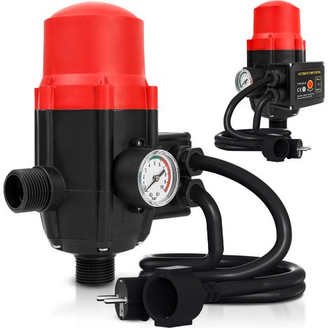 TolleTour Pressostat pompe eau 10 bar avec câble protection fonctionnement à sec contrôleur pompe pression interrupteur de pression surpresseur - Rouge