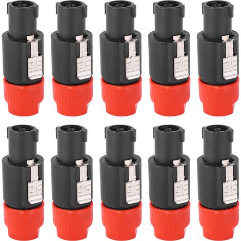 10 connecteurs audio étanches NL4FC 4 broches Speakon rouge, prise câble haut-parleur, lot de 10 pièces (1/5)
