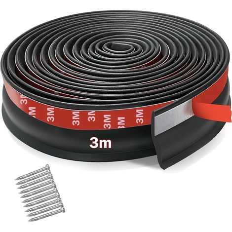 Garage Door Seal, 3 Metres, Self-Adhesive Garage Door Threshold Seal, Universal Garage Door Threshold, Weather-Resistant Rubber Strips for Garages and Warehouses (1/5)