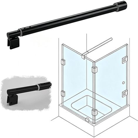 Barre de support fixe pour porte douche sans cadre, réglable (1/5)