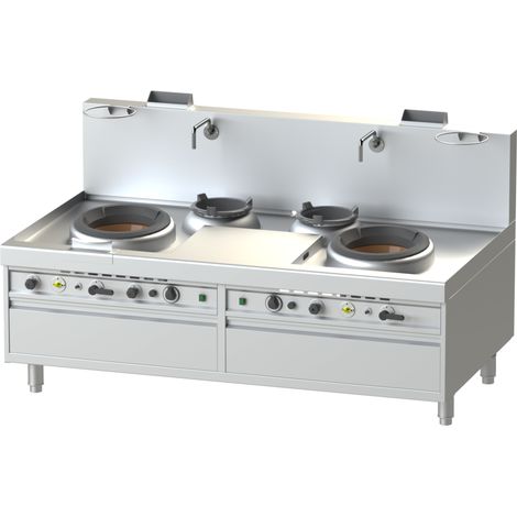 WOK TURBO GAZ SERIE 900 - 2 BRULEURS + 2 NEUTRES - 2 X 40 KW - NAYATI