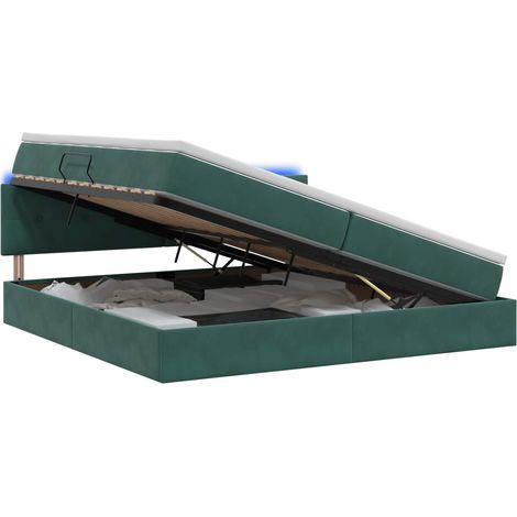 Maison Exclusive - Letto con contenitore LED e materasso Verde Scuro 200 x 200 cm (1/5)