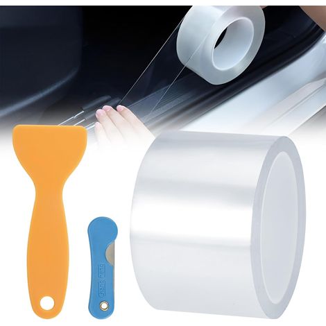 1 Rouleau 7cmx10m Films de Protection Transparent pour Peinture Auto Moto  Covering Auto-adhésif Autocollant Anti-Rayures, Universel Film de Protection de Bord de Voiture avec Couteau et Spatule (1/5)