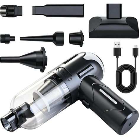 Aspirateur portable pour voiture Machine portable rechargeable haute Aspirateur Voiture Sans Fil Nettoyeur de Poussière Pour interstices, poils d'animaux, tapis, canapé, tissus, camion, SUV, (1/5)