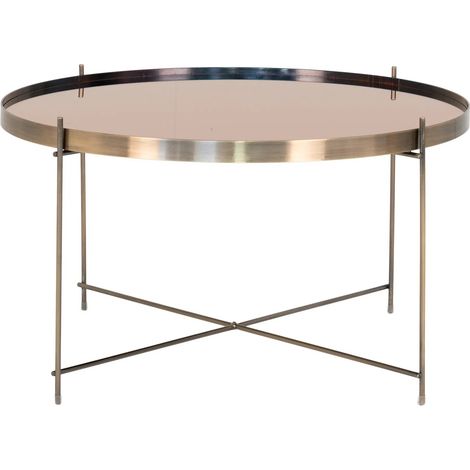 Table basse ronde en verre et acier laiton VENEZIA Ø70cm-Doré (1/5)