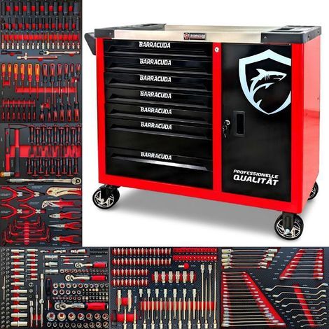 Servante d'atelier mobile - BARRACUDA TOOLS - Performance Max - 7 tiroirs - Armoire latérale verrouillable - Plateau inox (1/3)