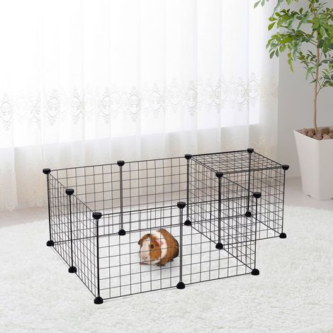 Freilaufgehege für Kleintiere 106x73x36 cm aus schwarzem Metall, modular – MEUBLIV (1/5)