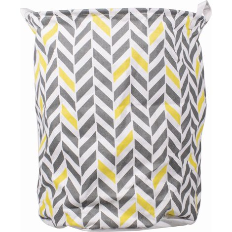 Cesto portabiancheria pieghevole Zig Zag giallo e grigio