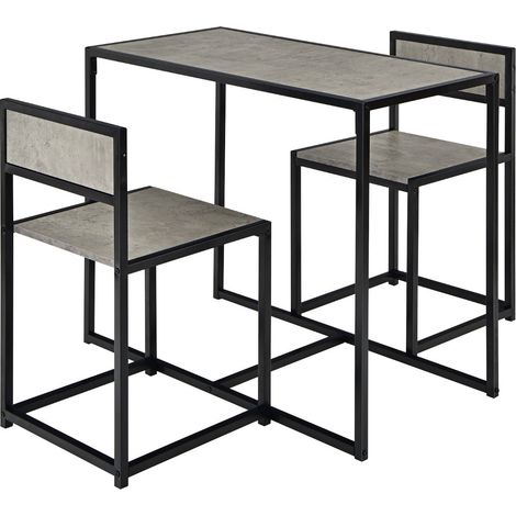 Conjunto de comedor de 3 piezas que incluye mesa y 2 sillas 90 x 47 x 76 cm compacto y práctico estilo industrial fabricado en madera compuesta gris 200017678